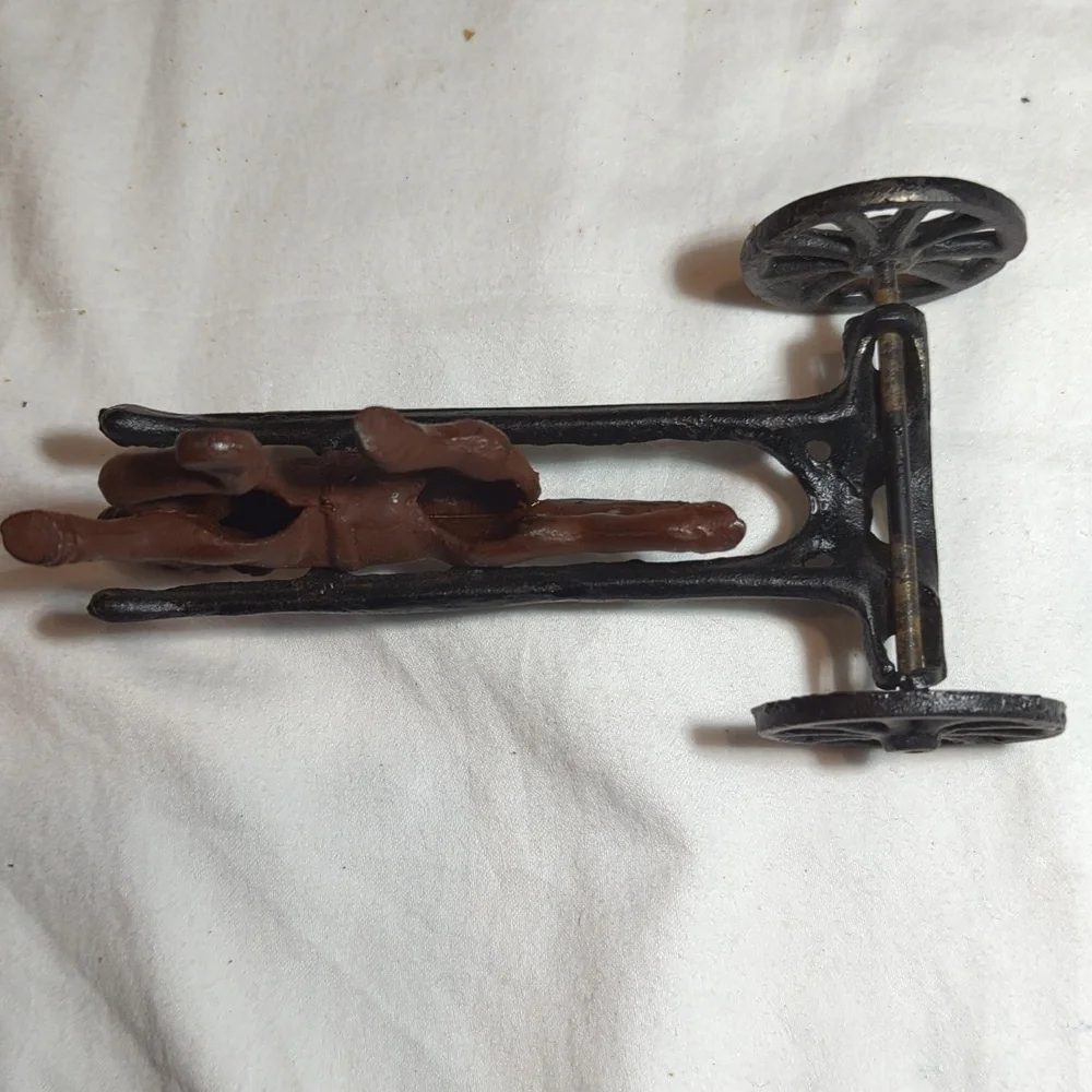 Vintage Cast Iron Horse Drawn Carriage with Driver and Rider